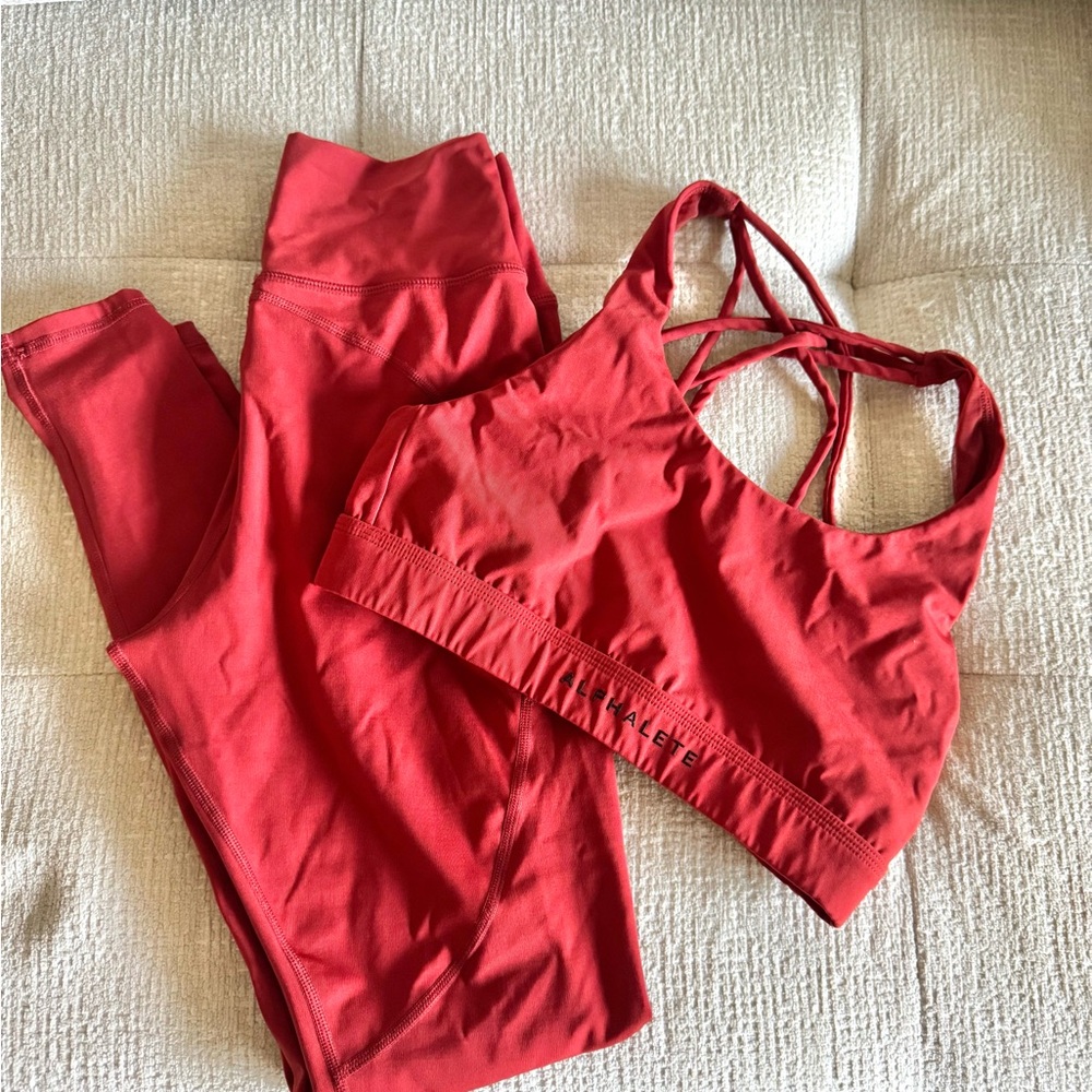Alpha Athlete rust color Sports Bra and Leggings Set